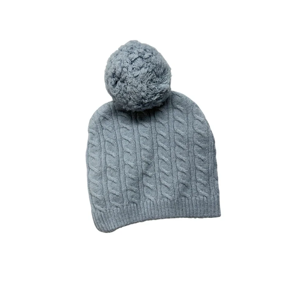 Nygb Two Kids Baby Light Blue Cable Knit Pom Pom Beanie Winter Hat 3-6m